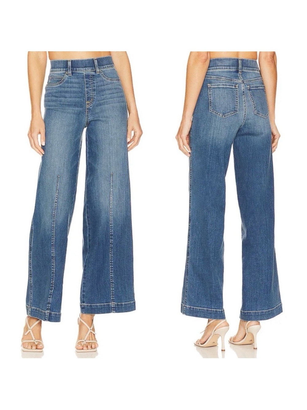 SPANX seamed wide leg vintage indigo jeans size XS - Picture 2 of 12